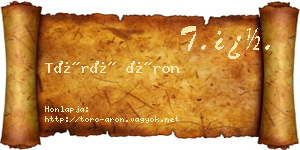 Törő Áron névjegykártya